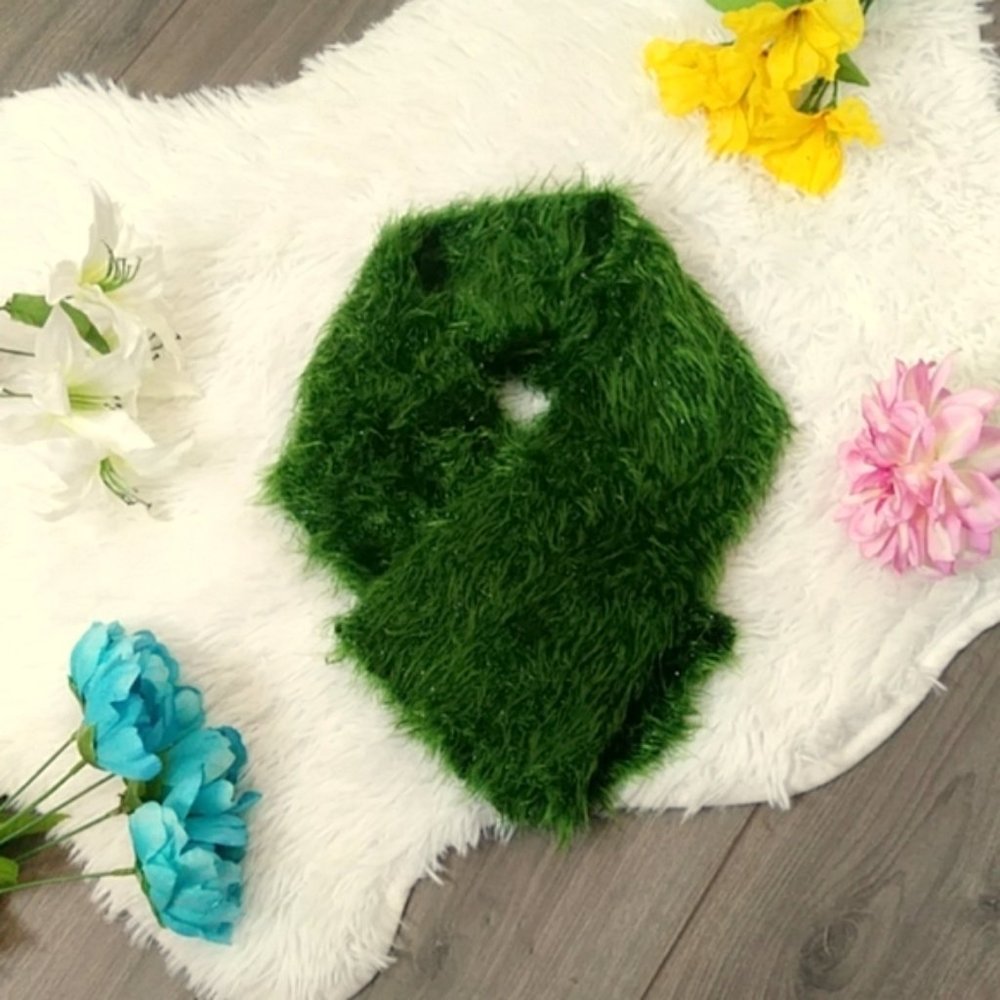 2/$24 Fuzzy Sparkly Green Scarf